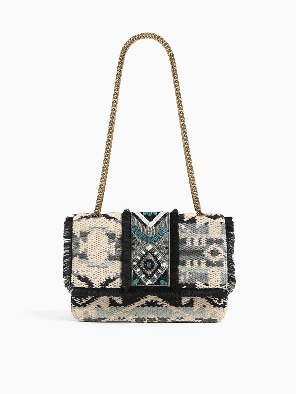 AMERICA & BEYOND SOUTHWEST STONE BEADED SHOULDER BAG